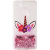 CUAgain Cover Compatibile per Huawei P10 Lite Silicone Trasparente 3D con Disegni Antiurto Glitter Bling Case Liquido Transparent Acqua Gomma Cover Bumper Custodia per Donna Uomo,Unicorno Rosa