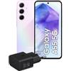 Samsung Galaxy A55 5G, Caricatore incluso, Smartphone Android 14, Display FHD+ Super AMOLED 6.6", 8GB RAM e 128GB di memoria interna espandibile, Batteria 5.000 mAh, Awesome Lilac [Versione Italiana]