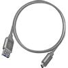Silverstone SST-CPU05C-500 - Cavo USB reversibile, Type C al Type A Cavo estremamente durevole intrecciato in nylon, carica ad alta velocità e sincronizzazione dati, 0,5 metri, antracite