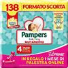 Pampers Baby Dry Mutandino & Fit Prime Maxi, Formato Scorta, 138 Pannolini, Taglia 4 (8-15 Kg), 1 mese di palestra online in Omaggio