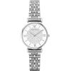 Emporio Armani Orologio da donna, movimento al quarzo a due lancette da 32 mm con cinturino in acciaio, 32 mm, Argento e glitter bianchi