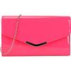 UShopUK Borsa a mano a tracolla in pelle verniciata da sposa in tinta unita, Rosa fucsia, medium