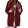 HaicoM Cappotto di lana artigianale per le donne taglie forti da donna manica 3/4 con risvolto dentellato colletto trench cappotto da donna monopetto cappotto invernale misto lana sopra cappotti
