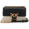 Pinko Love One Mini CL Sheep Nappa Chevron Bicolor, Borsa Donna, ZZ2Q_Nero/Bianco-Antique Gold, Taglia Unica