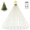 aneeway 410 LEDs Natale Luci Stelline, Telecomando Catena Luminosa Stelle Luce Stringa Interni Esterni Per Albero di Natale di 1,5-2,4 m Salotto Giardino Feste Natale Matrimonio, Bianco Caldo