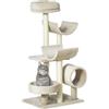 PawHut Albero Tiragraffi Gioco Giocattolo per Gatti con Diverse Piattaforme in Sisal Naturale Altezza 105cm Crema