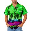 King Kameha Funky-Camicia-Hawaiana, Manica-Corta, Beach, Turchese, 7XL