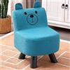 Shally Dogan Sedia per Bambini Design Orsetto con Imbottitura Morbida ad Alta Densità, Poltrona Poggiapiedi con Struttura in Legno e Piedini Antiscivolo, Sgabello Ideale per Cameretta (Blu)