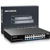 NICGIGA Switch Poe Gigabit a 16 Porte Non gestito, Poe+ a 16 Porte a 250W, 2 Porte uplink Gigabit, Switch Power Over Ethernet di Rete Gigabit 18 Porte, modalità VLAN, Montaggio su Rack da 19 Pollici