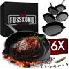 Gusskönig Padella in Ghisa Set da 6 - Mini Ø 13,5 cm per BBQ - Pretrattata per Griglia