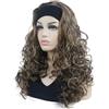 Wjnvfioo Parrucca A Fascia Sintetica Riccia Con Riflessi Biondi Lunghi 12TT26 Brown mix 22inches