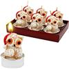 Dekohelden24 Set di 6 gufi con cappello di Natale, dimensioni di ogni lumino (lunghezza x larghezza x altezza): 4 x 4 x 6 cm, 6 cm