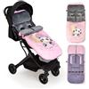Interbaby Sacco Passeggino Invernale Universale Interbaby | Copri Passeggino Universale Morbida | Sacco Termico per Ovetto Rimovibile, Doppia Apertura, Facile da Lavare, Materiali Anallergici, Panda Moon Rosa