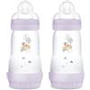 MAM Easy Start - Biberon anti-colic in set da 2 (260 ml), particolarmente ben accettato, con valvola a fondo contro coliche e tettarelle, misura 1, 0 mesi, tigre