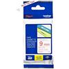 Brother TZE222 Nastro Laminato, 9 mm, Rosso/Bianco