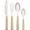 Baroni Home Set 24 pz Posate da Tavola in Acciaio Inox, Posate con Manico in Resina Color Legno per 6 Persone, Lavabili in Lavastoviglie, Forchetta, Coltello, Cucchiaio, Cucchiaino da The o Dolce