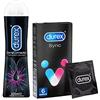 Durex Sync Preservativi, 6 Profilattici Ritardanti con Rilievi e Nervature e Durex Gel Lubrificante Eternal da 100ml