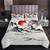 Loussiesd copriletto, copriletto giapponese Ukiyoe, decorazione per bambini, ragazzi e ragazze, Hokusai, set di trapunta per pittura a inchiostro, stile esotico giapponese, 3 pezzi per letto240x220cm