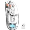 UrChoiceLtd T900 Mouse wireless Bluetooth, mouse cordless sottile multi-dispositivo (doppia modalità: BT 5.1/5.2 + 2.4G), batteria da 400 mAh Mouse USB ottico trasparente da 2400 DPI (bianco)