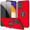 Dechyi Privacy cover per Samsung galaxy A52 4G / A52 5G / A52S 5G Custodia con Anti-Peeping in vetro temperato con custodia protettiva ad anello- Rosso