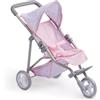 JC Toys - Passeggino pieghevole a 3 ruote, per bambole fino a 45 cm, con cestino e cappotto, ideale per giocare e passeggiate, rosa con decorazione floreale, progettato da Berenguer, +3 anni