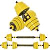 HOMCOM Bilanciere e Manubrio 2 in 1 20 kg, Componibile e 2 in 1, per Allenamento Casa/Palestra, in Polvere di Ferro e PP Giallo HOMCOM