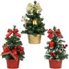 Belle Vous Albero di Natale Piccolo con Luci (3pz) - Mini Albero di Natale 20 cm con Bacche, Pigne e Fiocchi - Albero di Natale da Tavolo - Albero di Natale Piccolo per Casa, Tavola e Soggiorno