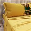 PETTI Artigiani Italiani - Lenzuola Animali con Cani in Cotone con Federe in Stampa Digitale, Lenzuola Una Pizza e Mezza, Completo Letto Una Piazza e Mezza Giallo, 100% Made in Italy