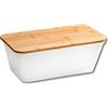 Kesper 58490 Portapane in Plastica, Bianco, con Coperchio in bambù, FSC