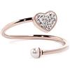 MARLU' Anello aperto donna Cuore con cristalli e perla in acciaio pvd oro rosa di Marlù, 15AN011RW-M