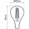 Lampada LED E14 4W a Filamento 150lm/W No Flickering - P45 Colore Bianco Caldo 2.700K