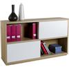 Composad | Libreria Bassa della Linea COLLEGIO con 2 Ante Scorrevoli e 6 Vani, Per Ufficio, Moderna ed Elegante, (LxAxP) 139,10x84x35,30 cm, colore Rovere Mielato e Bianco Laccato, Made in Italy
