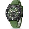 MEGIR Orologi al quarzo luminosi, da uomo, con cinturino in silicone alla moda, per regali 2209, Verde