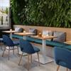 DEGHI Tavolo da pranzo 70x70 cm con top effetto rovere da 30 mm e base in metallo bianco - Caio