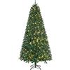 HOMCOM Albero di Natale Artificiale Luminoso 225cm con 450 Luci LED Bianche e 1146 Rami, Base in Metallo Pieghevole, Verde