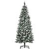 HOMCOM Albero di Natale Innevato da 150 cm con 464 Rami e 28 Pigne, Albero di Natale Finto in Plastica e Metallo con Base Rimovibile, Verde e Bianco