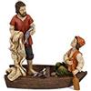 Aurora Store Coppia Pastori Presepe PESCATORI con Barca Pesci Personaggio Presepe h. 16 cm Scenario Donne Pescheria Pescivendolo Ambientazione in resina