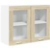 vidaXL Mobile Pensile Vetro Rovere Sonoma 80x31x60cm Legno Multistrato, Mobile pensile, Mobile da Cucina, portaoggetti, Mobile, Mobile portaoggetti