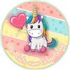 J&M DECO Decorazioni Torta Compleanno - Cake Topper Motivo Unicorno - Commestibile Topper Torta Compleanno - Carta Commestibile Fondant - Topper Torta Rotondo 20 cm - Decorazioni Torta Unicorno