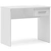 BOX FURNITURE Tavolo scrivania con cassetto piccolo 90 x 50 x 73 cm finitura colore bianco, ESCP-905076-BL
