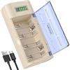 ENEGON Caricabatterie Universale per AA/AAA/C/D/9V NiMH/NiCD, con Display LCD, Funzione di Scarica e 4 Slot (Senza Adattatore)