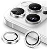 JETech Pellicola Fotocamera per iPhone 16 Pro 6,3 Pollici e iPhone 16 Pro Max 6,9 Pollici, Glitter Scintillant 9H Vetro Temperato Anello Metallico Individuale Cover, HD Chiaro, 1 Set (Argento)