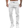 Generico Pantaloni di Lunghezza Fashion Men's Casual Slim Pocket Waist Full Mid Pantalone Solid Men Jeans Uomo Estivi Leggerissimi (White, L)
