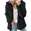 LJFIWY Felpa con cappuccio da donna in pile Sherpa foderata con zip intera invernale calda felpa con cappuccio soffice maglione con cappuccio cappotto cappotto cardigan da donna con cappuccio, #01 Nero, S