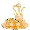HERCHR Vintage Turco Caffè tè Set, Caffettiera Turca Vintage, Reale Teiera Turca con Vassoio, Teiera in Metallo con 6 Tazze da Caffè e Vassoio da Tè, Regalo di Nozze di Artigianato Artistico(Rosa)