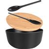 INNOVEST Insalatiera in bambù con coperchio, posate, posate per insalata, con 4 ciotole, salad di frutta, ciotola per snack, nero, 24,9 cm