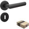 APECS Maniglia per porta interna, nera opaca, moderna, per porta d'ingresso e porta interna, con rosette rotonde, set maniglia con materiale di fissaggio, ferramenta per porte, modello KUMA BB