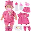 DIELIANHUA Accessori per Bambole,Vestiti per Bambole 35-43 cm, Vestiti per Bambole per New Born Baby Doll, Body Neonato Manica Corta, Cappelli, Calzini, Biberon Magico, Luccio per Bambole e Pannolino