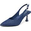 Zhabtuc Décolleté da Donna con Tacco a Gattino da 8 cm, Punta Chiusa a Punta, Scarpe Eleganti da Donna, Denim, 38.5 EU