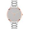 Nine West Orologio da Donna con cinturino in autentico cristallo accentato, Argento/Oro Rosa